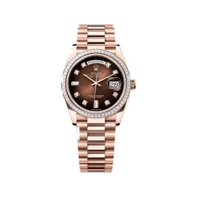 劳力士/Rolex 星期日历型 36 MM 18K永恒玫瑰金 藉恒动摆陀双向自动上链 中性表 M128395tbr-0004