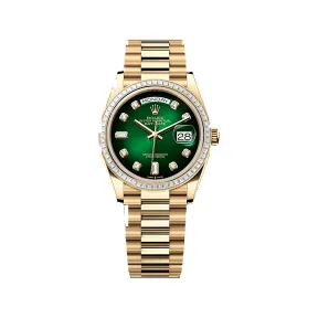 劳力士/Rolex 星期日历型 36 MM 18K黄金 藉恒动摆陀双向自动上链 中性表 M128398tbr-0008