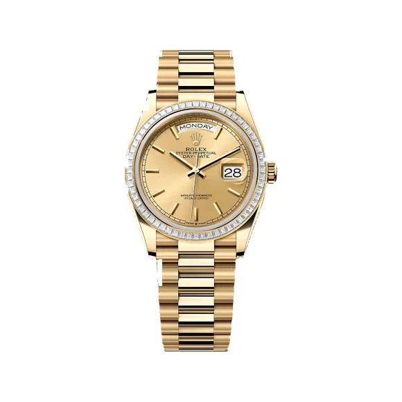 劳力士/Rolex 星期日历型 36 MM 18K黄金 藉恒动摆陀双向自动上链 中性表 M128398tbr-0010