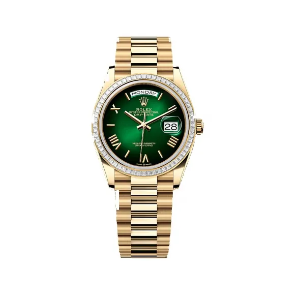 劳力士/Rolex 星期日历型 36 MM 18K黄金 藉恒动摆陀双向自动上链 中性表 M128398tbr-0028