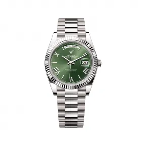 劳力士/Rolex 星期日历型 40 MM 18K白色黄金 藉恒动摆陀双向自动上链 男表 M228239-0033