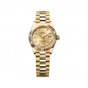 劳力士/Rolex 女装日志型 28 MM 18K黄金 藉恒动摆陀双向自动上链 女表 M279178-0017