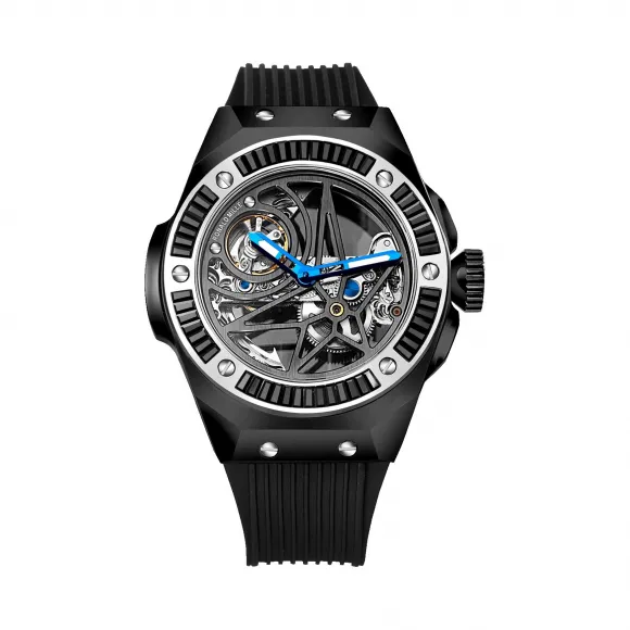 罗米/Ronald Mille 无色水晶外壳 43mm 全自动定制机械机芯 男表 R6201GC-B-B-B