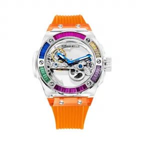 罗米/Ronald Mille 无色水晶外壳 43mm 全自动定制机械机芯 男表 R6201W-C-O