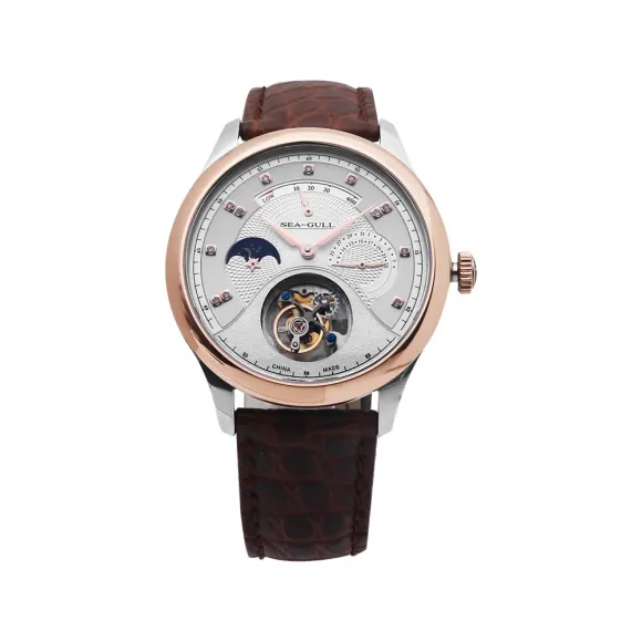 海鸥/Seagull 陀飞轮系列 42mm 钛壳镶嵌18K玫瑰金表圈 手动机械机芯 男表 218.15.7028VGT