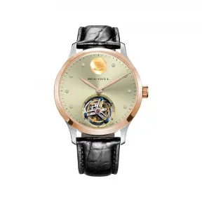 海鸥/Seagull 陀飞轮系列 42mm 精钢镶18K玫瑰金圈 手动机械机芯 男表 218.47.5052G