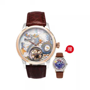 海鸥/Seagull 陀飞轮系列 42mm 不锈钢,18K玫瑰金前圈 手动机械机芯 男表 218.98.7024G