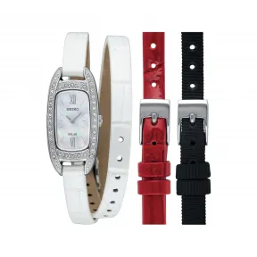 精工/Seiko 精钢-镶嵌施华洛世奇水晶 石英机芯 女表 SUP391