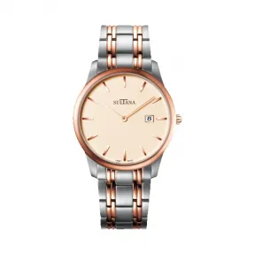 时添雅/Sultana 38毫米 不锈钢镀玫瑰金双色 石英机芯 男表 380103