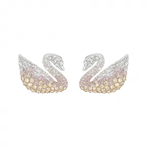 施华洛世奇/Swarovski 耳饰 Iconic Swan 穿孔耳环, 大码, 彩色设计, 镀白金色 5215037