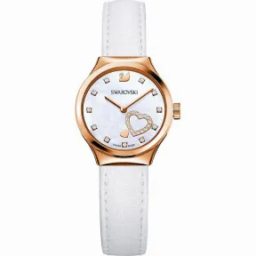 施华洛世奇/Swarovski 手表 Dreamy 腕表, 真皮表带, 白色, 玫瑰金色调 5244746