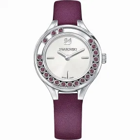 施华洛世奇/Swarovski 手表 Lovely Crystals Mini 腕表, 真皮表带, 紫色, 银色 5295331