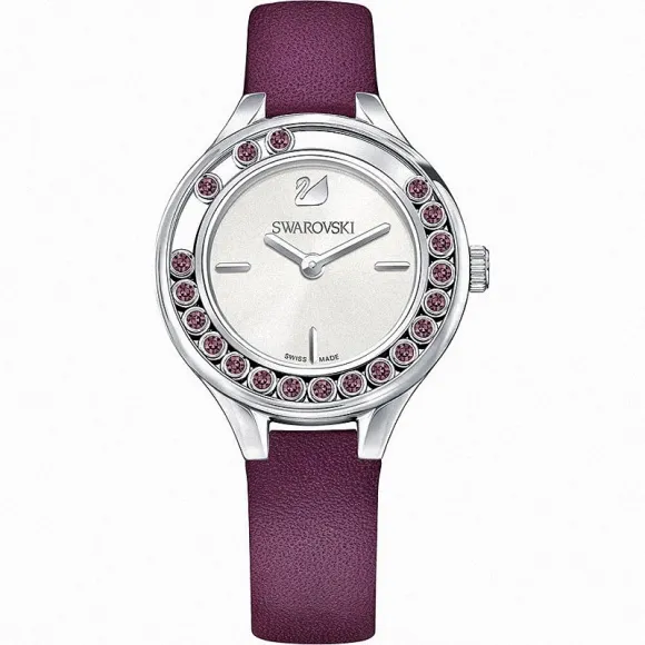 施华洛世奇/Swarovski 手表 Lovely Crystals Mini 腕表, 真皮表带, 紫色, 银色 5295331