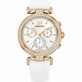施华洛世奇/Swarovski 手表 Era Journey 腕表, 真皮表带, 白色, 玫瑰金色调 5295369