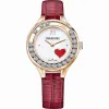 施华洛世奇/Swarovski 手表 Lovely Crystals Mini 腕表, 真皮表带, 红色, 玫瑰金色调 5297