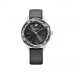 施华洛世奇/Swarovski Octea Nova 腕表  真皮表带  黑色  玫瑰金色 PVD 5412116