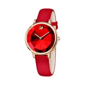 施华洛世奇/Swarovski Crystal Lake 腕表, 真皮表带, 红色, 玫瑰金色调 5415999