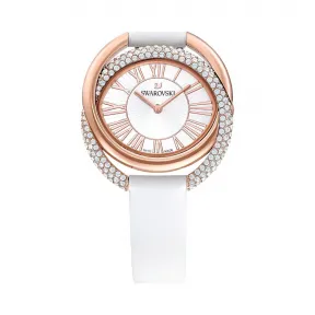 施华洛世奇/Swarovski Duo 腕表, 真皮表带, 白色, 玫瑰金色调 PVD 5484385