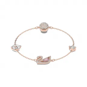 施华洛世奇/Swarovski Dazzling Swan 手链  磁扣  天鹅  粉红色  镀玫瑰金色调 5485876