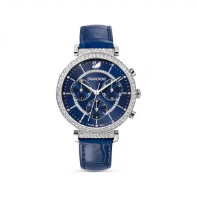 施华洛世奇/Swarovski  Passage Chrono 腕表  真皮表带  蓝色  不锈钢 5580342
