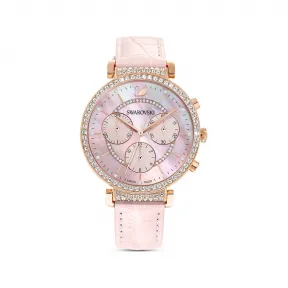 施华洛世奇/Swarovski Passage Chrono 腕表  瑞士制造  真皮表带  粉红色  玫瑰金色调润饰 5580352