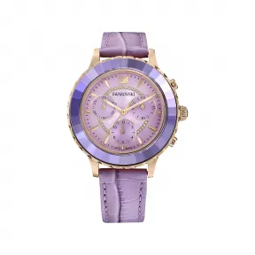 施华洛世奇/Swarovski Octea Lux Chrono 腕表  瑞士制造  真皮表带  紫色  玫瑰金色调润饰 5632263