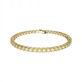 施华洛世奇/Swarovski Matrix Tennis 手链  圆形切割  小码  黄色  镀金色调 5648933