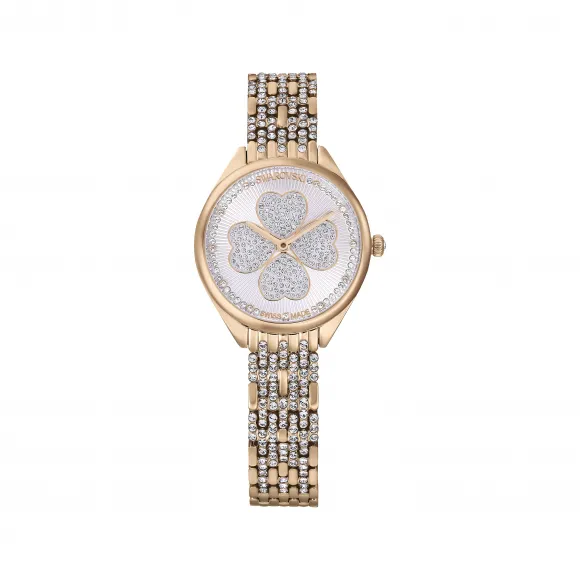 施华洛世奇/Swarovski Attract 腕表  瑞士制造  幸运草  金属手链  玫瑰金色调  5653347