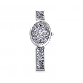 施华洛世奇/Swarovski Crystal Rock Oval 腕表 瑞士制造 金属手链 银色 不锈钢 5656881