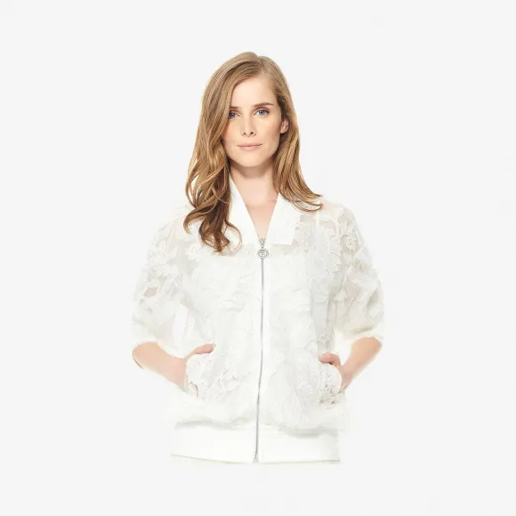  花朵蕾丝棒球衫 ART16078H-IVORY