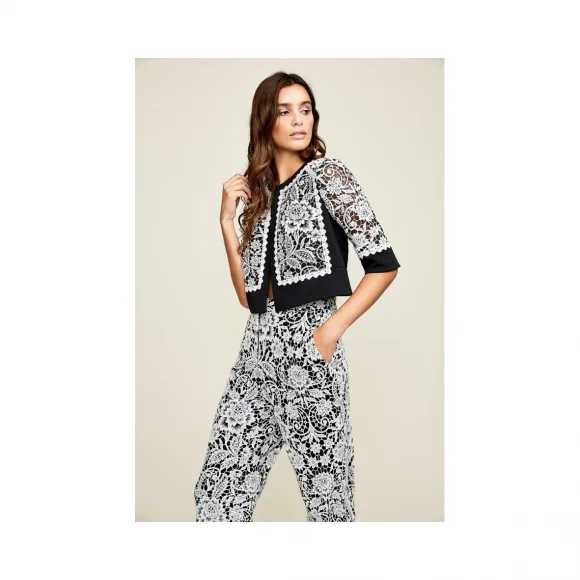  绣花蕾丝拼接短开衫 BBH18118H