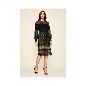  压褶网纱蕾丝半身裙 BBT18360MH