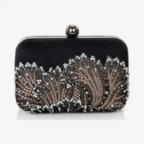  羽毛图案闪钻方形手包 CL01ARIB2-SL-BK