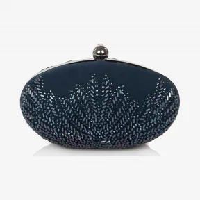  羽毛图案闪钻椭圆形手包 CL04ALGB-NAVY