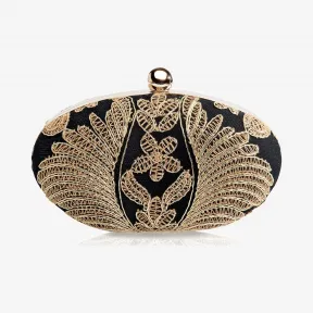  金属蕾丝椭圆形手包 CL04ALX-GD-BK