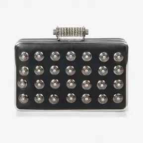  机械齿轮宝石装饰皮质长方形手包 CL10AQRB-BLACK