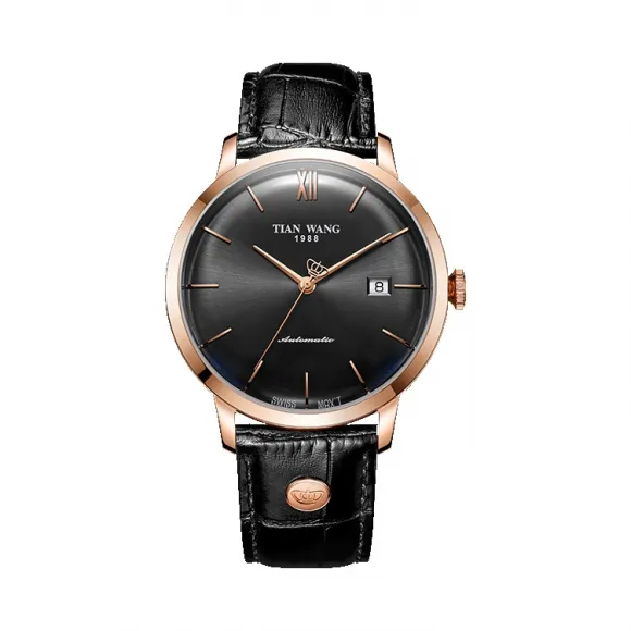 天王/Tianwang 不锈钢表壳全电玫瑰金，不锈钢圈口全电玫瑰金，不锈钢把的全电玫瑰金，不锈钢螺丝底盖  MI·X系列 自动机械 男表 GS51013P.D.LB.B