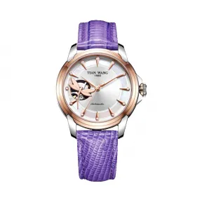 天王/Tianwang 不锈钢表壳，不锈钢圈口全电玫瑰金，不锈钢把的间电玫瑰金，不锈钢实心浮雕螺丝底盖。  霏·系列 自动机械 女表 LS51032TP.LP.S