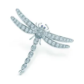 蒂芙尼/Tiffany Tiffany Enchant™ 系列铂金镶钻蜻蜓胸针，大号。