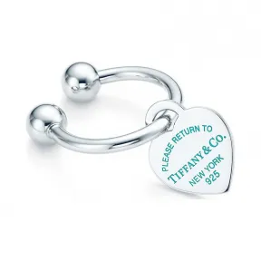 Return to Tiffany™ 系列纯银镶珐琅心形吊饰钥匙扣  25767829