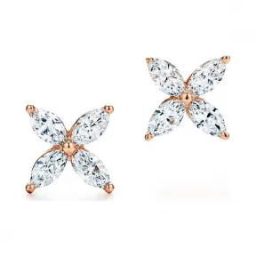 蒂芙尼/Tiffany Tiffany Victoria™ 系列 18K 玫瑰金镶钻中号耳环。