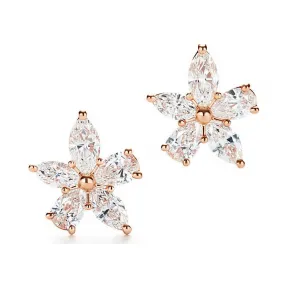 Tiffany Victoria™ 系列玫瑰金镶钻中号花簇耳环  35235671