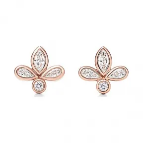 Tiffany Fleur de Lis 系列 18K 玫瑰金镶钻迷你耳环  37601632