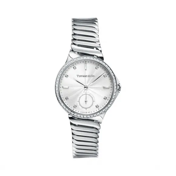Tiffany Metro 系列 3-Hand 34 毫米不锈钢镶钻腕表  60875022