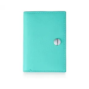 Tiffany Blue® 蒂芙尼蓝色颗粒小牛皮垂直折叠名片盒  GRP09790