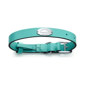 蒂芙尼/Tiffany Tiffany Blue® 蒂芙尼蓝色皮革宠物项圈，中号。