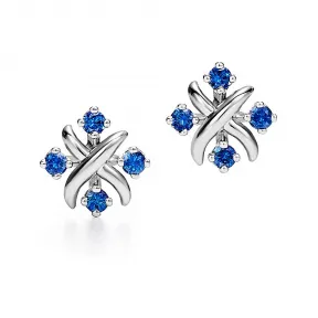 蒂芙尼/Tiffany Tiffany & Co. Schlumberger 系列铂金镶嵌蓝宝石 Lynn 耳环。