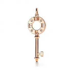 蒂芙尼/Tiffany Tiffany Keys 系列 Atlas® 18K 玫瑰金镶钻镂空钥匙吊坠 小号 68147077
