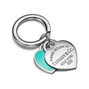 蒂芙尼/Tiffany Tiffany™ 系列纯银 Tiffany Blue® 蒂芙尼蓝色 Double Heart Tag 钥匙扣