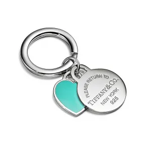 蒂芙尼/Tiffany Tiffany™ 系列纯银 Tiffany Blue® 蒂芙尼蓝色 Round and Heart Tag 钥匙扣